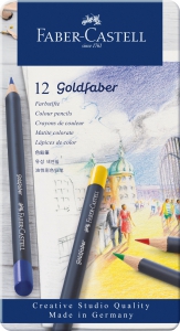 Creioane Colorate pentru Artisti - Creioane Colorate 12 Culori Goldfaber Cutie Metal Faber-Castell